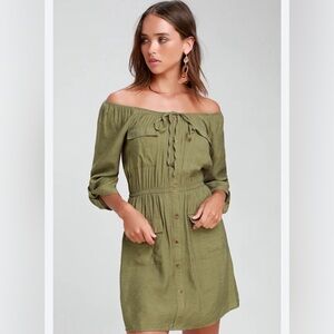 Lulu’s Olive Green Dress. Size Medium. Great Condition. Knee length
